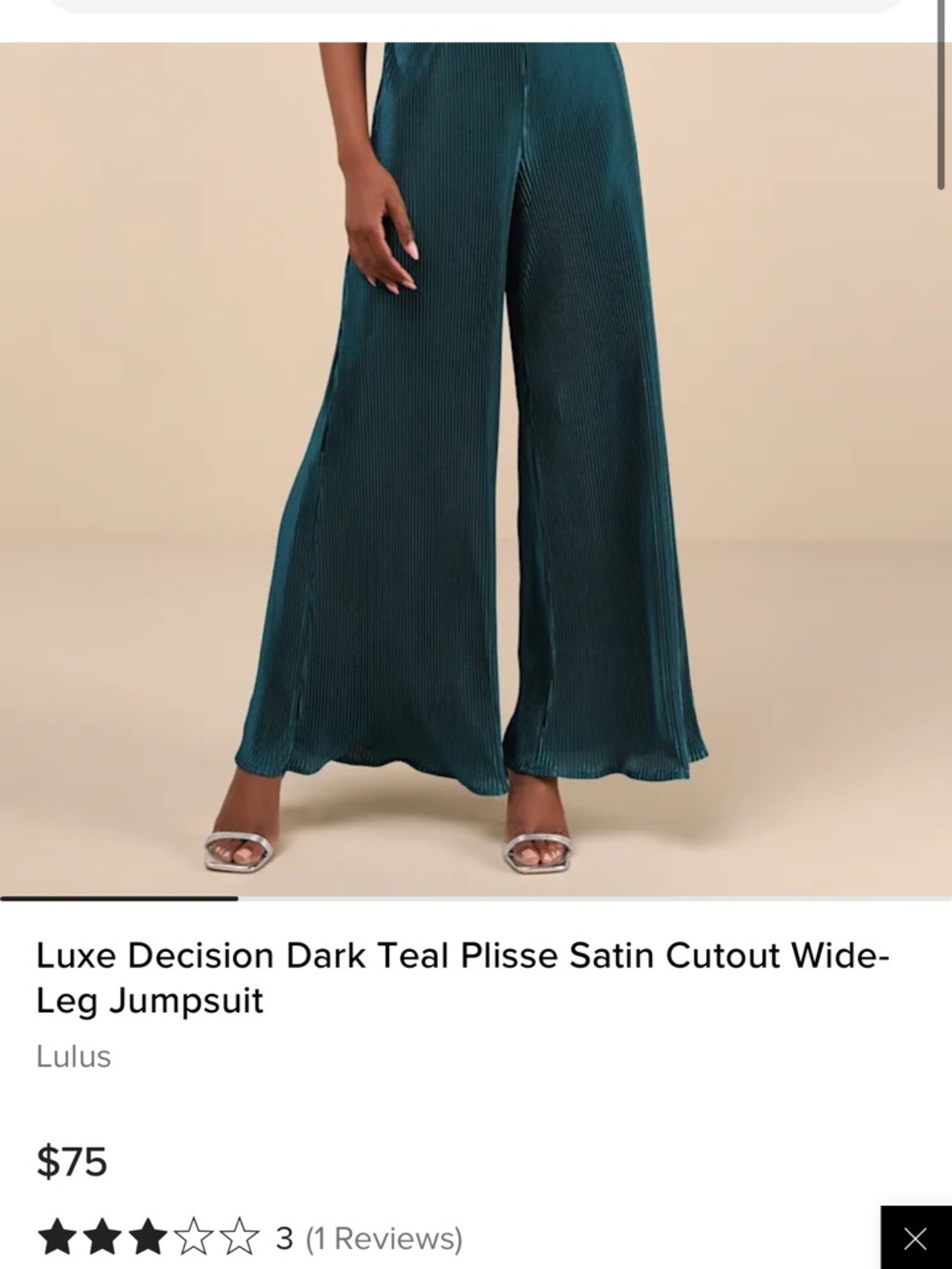 Lulu's Teal Pleated V-Neck Jumpsuit with Ruffle Detail - Picture 5 of 5